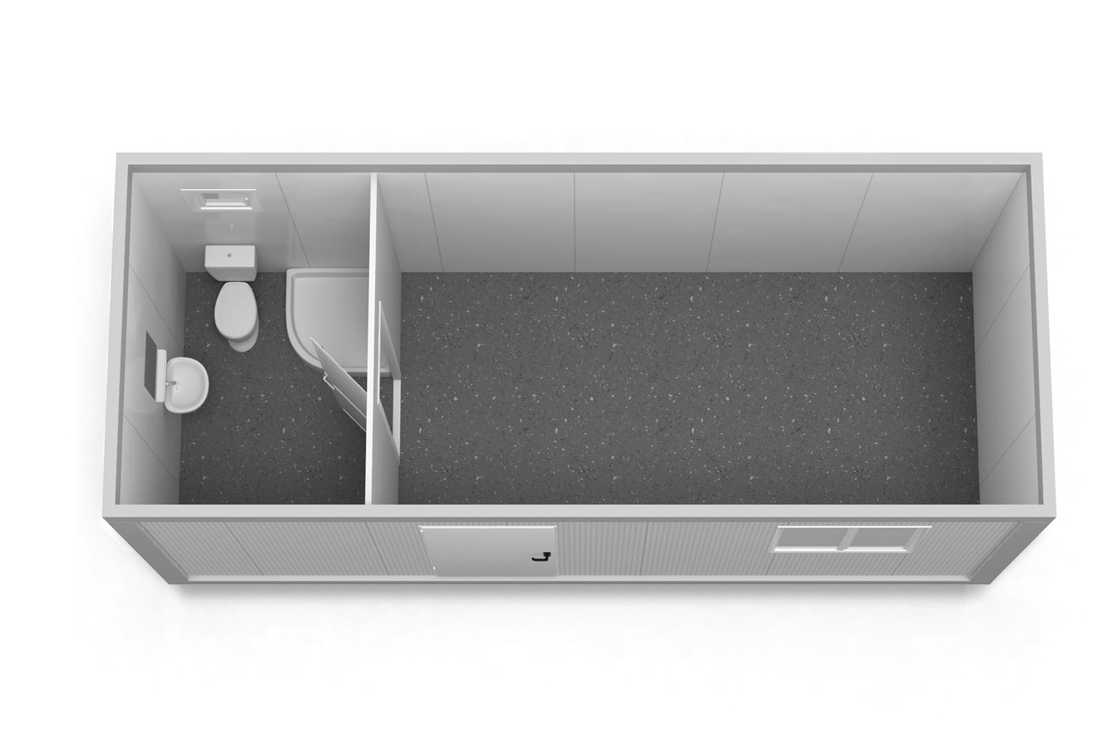 Container de Locuit 6m cu WC si Cabina Dus 1 Geam ContainerMod