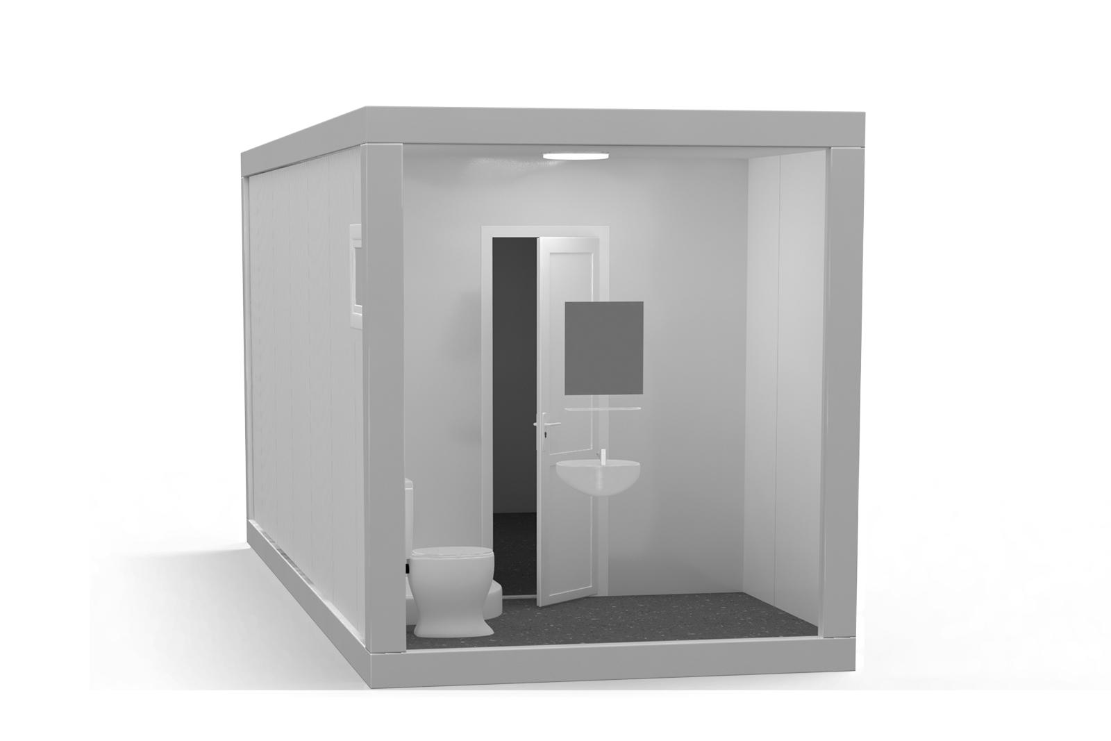 Container de Locuit 6m cu WC si Cabina Dus White 1 Window ContainerMod