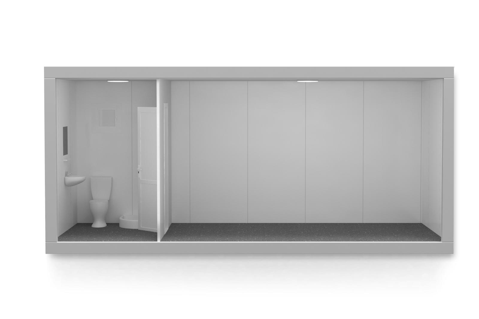 Container de Locuit 6m cu WC si Cabina Dus White 1 Window ContainerMod