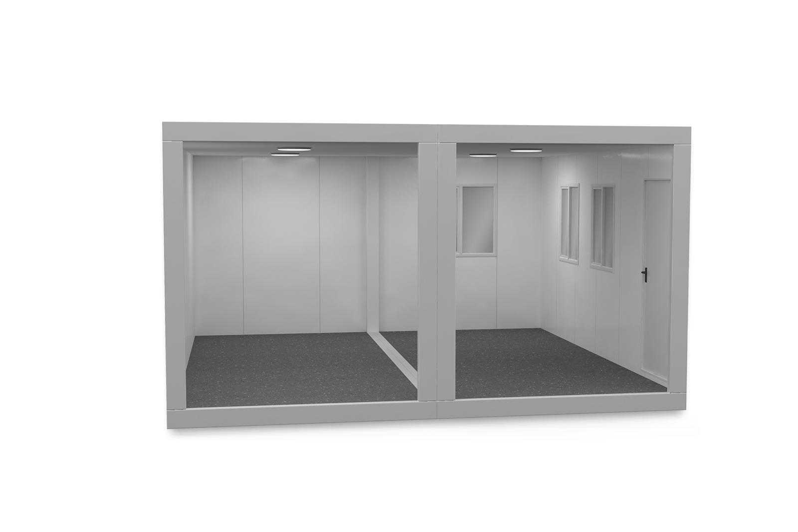 Container Modular 6x4.8m 1 Usa 3 Ferestre Alb ContainerMod