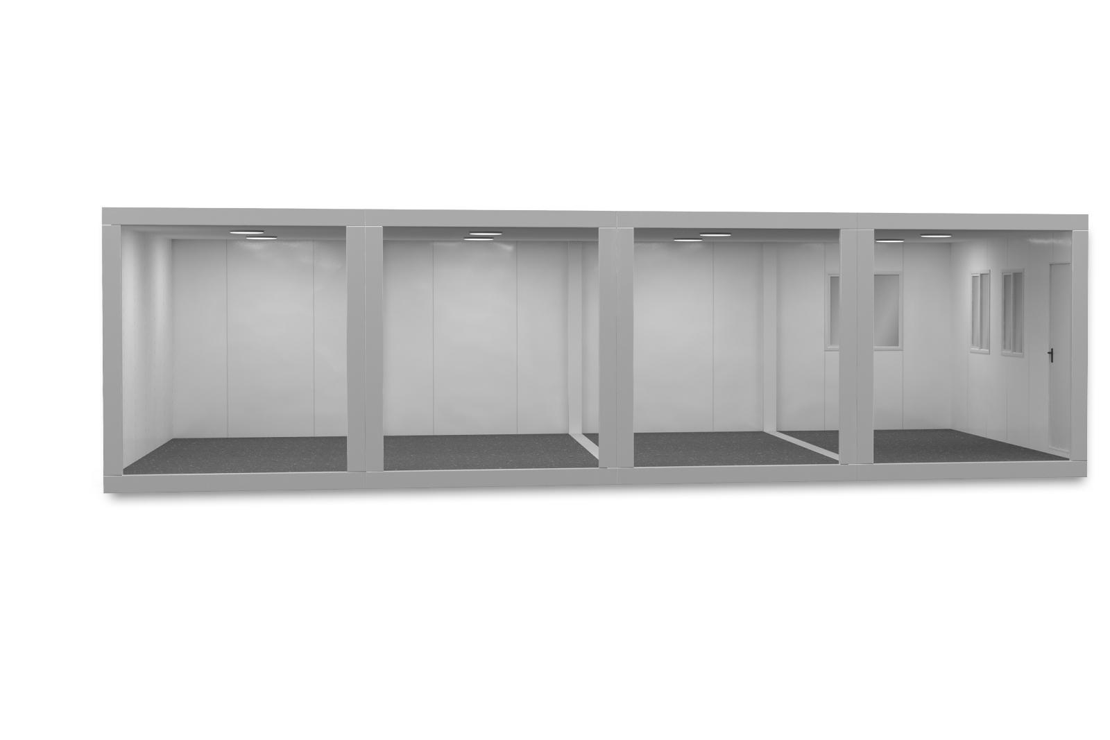 Container Modular 6x9.6m cu 1 Usa 3 Ferestre White ContainerMod