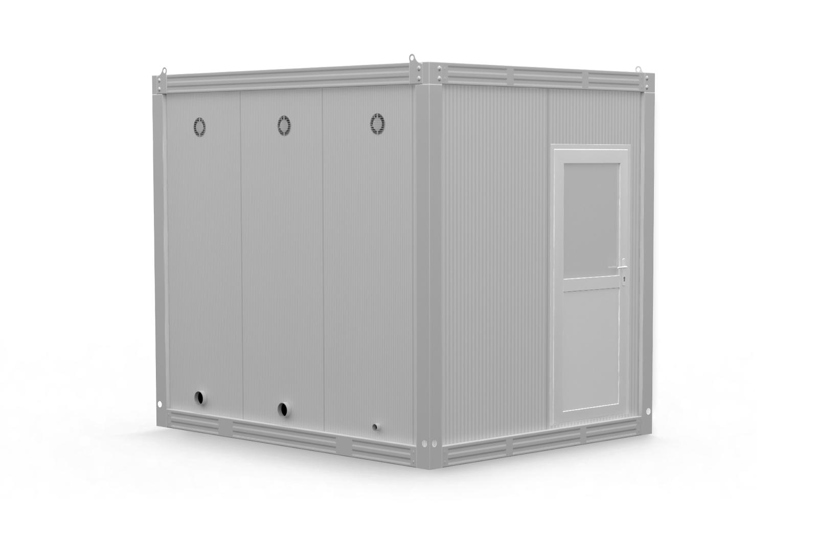 Container Sanitar 3m cu 2 WC, 1 Pisoar Alb ContainerMod