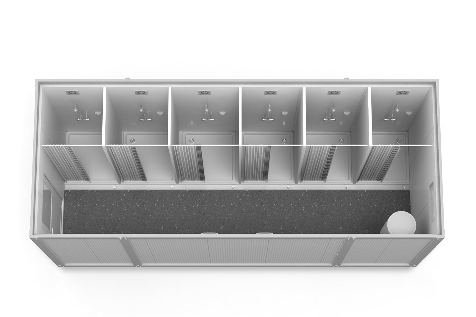 Container Sanitar 6m cu 6 Dusuri Alb ContainerMod